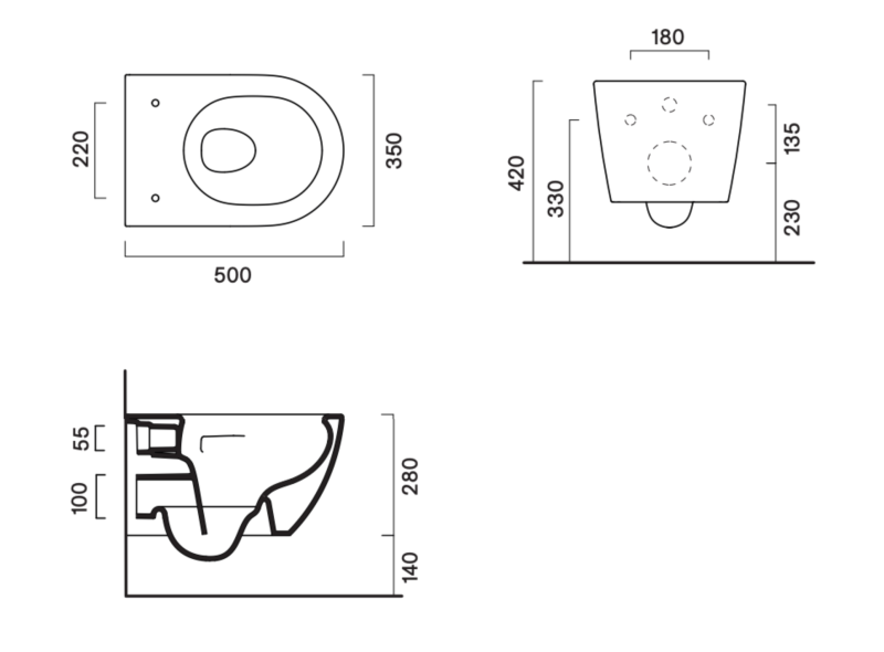 Catalano Sfera 50 Silentech Up-Fix muszla wisząca + deska wolnoopadająca + mocowanie 50x35 biały połysk Cataglaze 0511700001 + 0551150001 + 9056160000