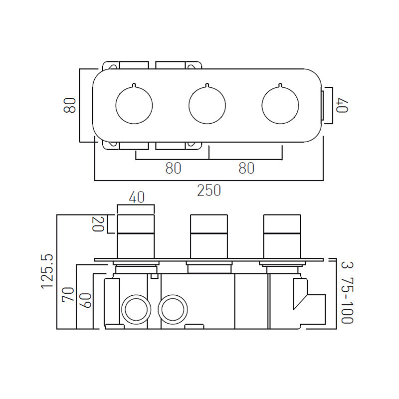 Vado Tablet bateria termostatyczna podtynkowa 3-drożna gunmetal szczotkowany IND-T128/3-H-ALT-BGM