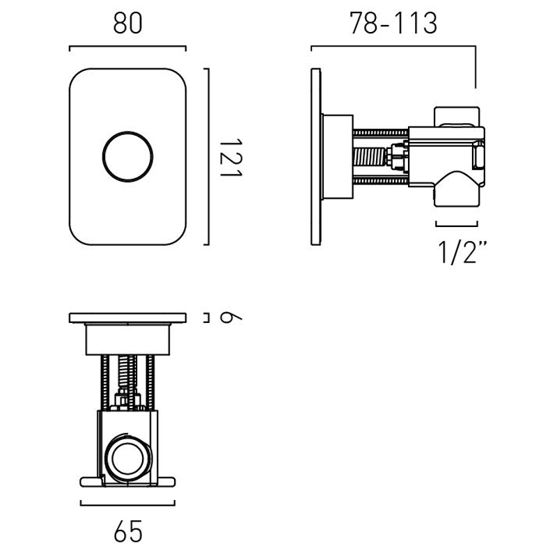 Vado Zone zawór podtynkowy gunmetal szczotkowany IND-Z143-BGM