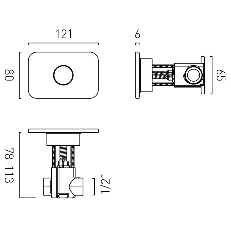 Vado Zone zawór podtynkowy gunmetal szczotkowany IND-Z143-H-BGM
