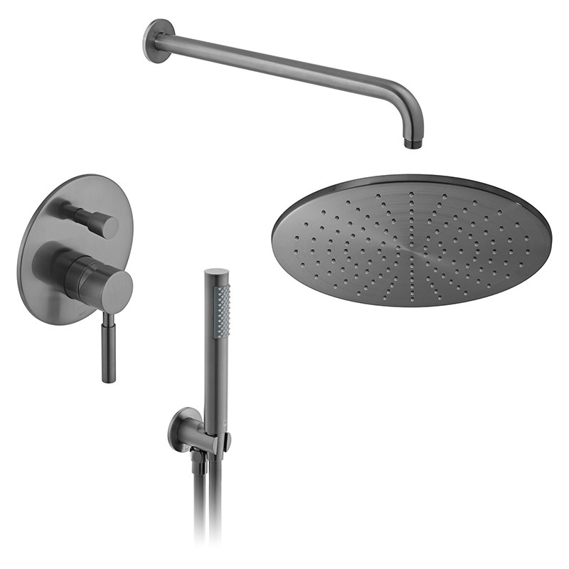 Vado Origins kompletny zestaw prysznicowy podtynkowy z deszczownicą 30x30 i zestawem punktowym gunmetal szczotkowany IND-SS-ORI1-BGM