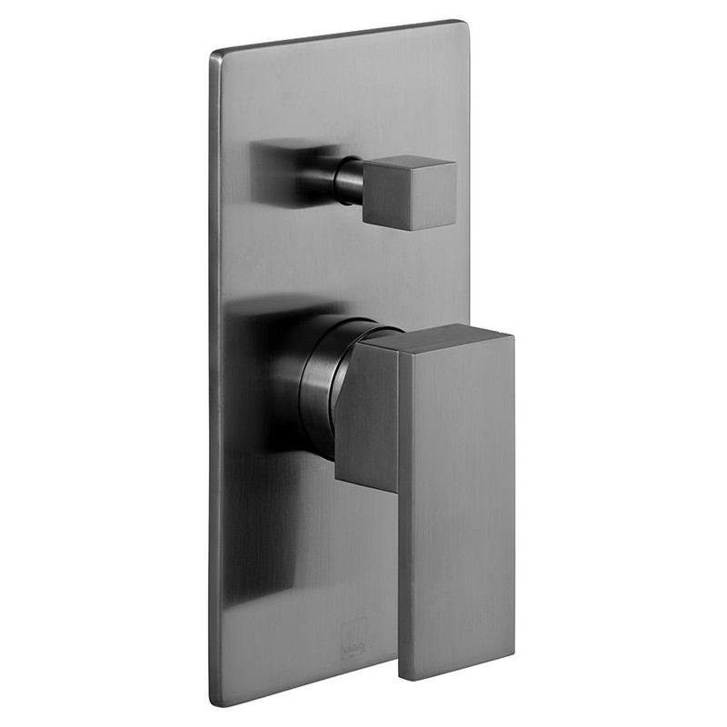 Vado Notion kompletny zestaw prysznicowy podtynkowy z deszczownicą 30x30 i drążkiem gunmetal szczotkowany IND-SS-NOT2-BGM