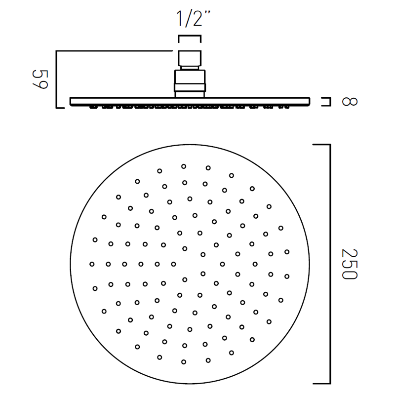 Vado Individual deszczownica głowica prysznicowa 25x25 okrągła gunmetal szczotkowany IND-RO/25-BGM
