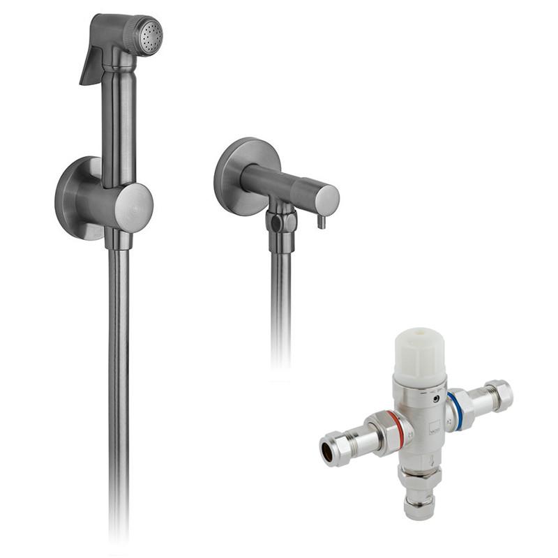 Vado Individual bidetta z podtynkowym zaworem termostatycznym gunmetal szczotkowany IND-SHATTAF/5001-BGM