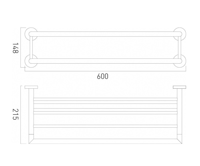 Vado Spa półka na ręczniki z relingiem gunmetal szczotkowany IND-SPA185B-BGM