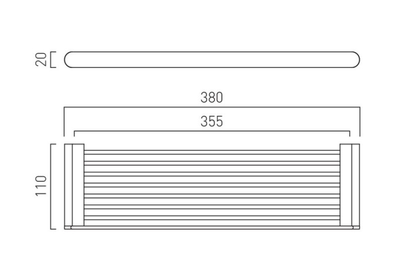 Vado Photon półka ścienna 38 cm gunmetal szczotkowany IND-PHO185A-BGM