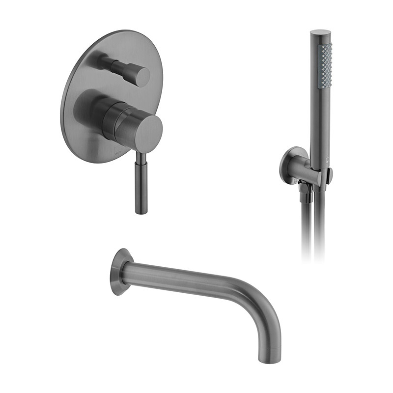 Vado Origins kompletny zestaw wannowy podtynkowy z wylewką i zestawem punktowym gunmetal szczotkowany IND-BS-ORI2-BGM