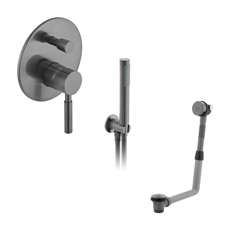 Vado Origins kompletny zestaw wannowy podtynkowy z napełnianiem wanny i zestawem punktowym gunmetal szczotkowany IND-BS-ORI1-BGM