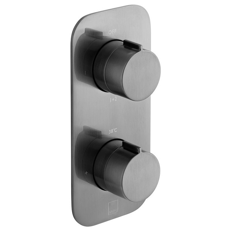 Vado Tablet kompletny termostatyczny zestaw wannowy podtynkowy z wylewką i zestawem punktowym gunmetal szczotkowany IND-BS-TAB3-BGM