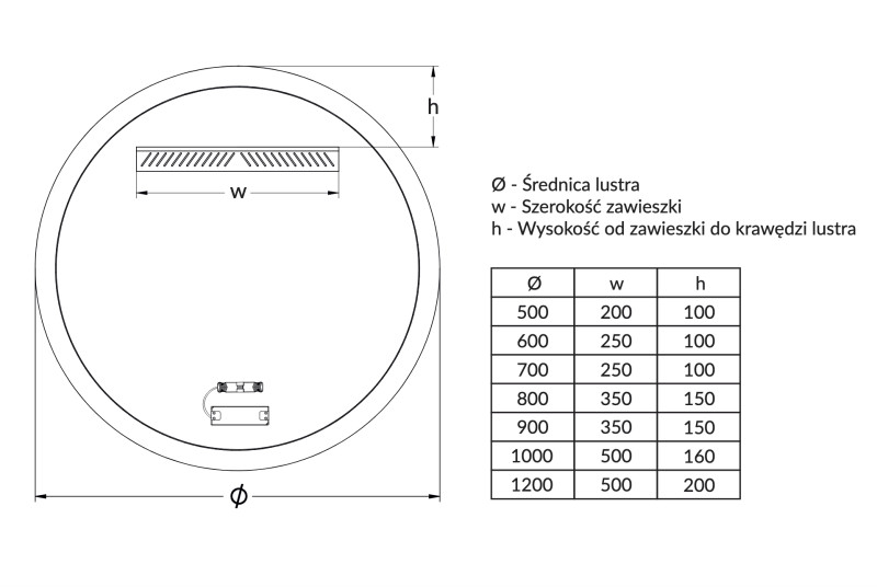 Kraft Moon Lustro podświetlane okrągłe koło fi 50 cm z podświetleniem ambiente barwa neutralna 4000K LED COB 15.32.24.50