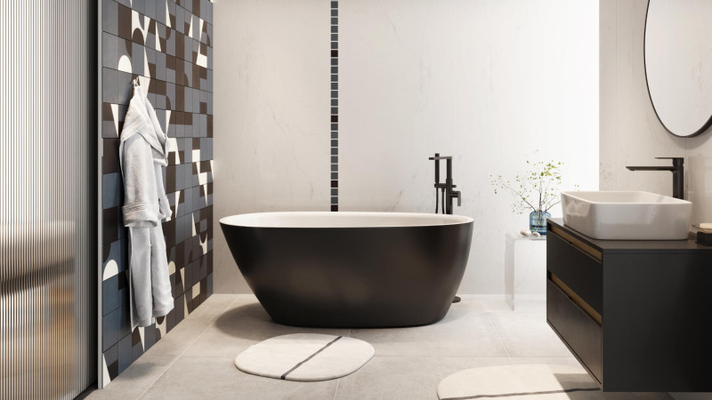 Excellent Olia 2.0 wanna wolnostojąca 160x75 akryl biały połysk/czarny mat WAEX.OLI2.16WHBLM