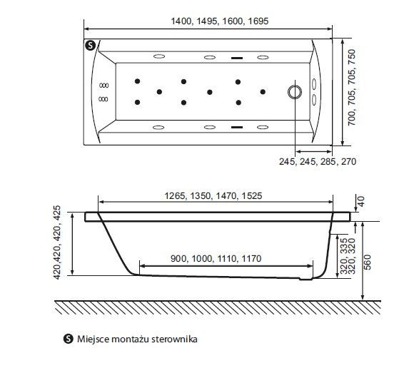 Excellent Marella wanna prostokątna 100x70 biały połysk WAEX.MAE.100.070.WH