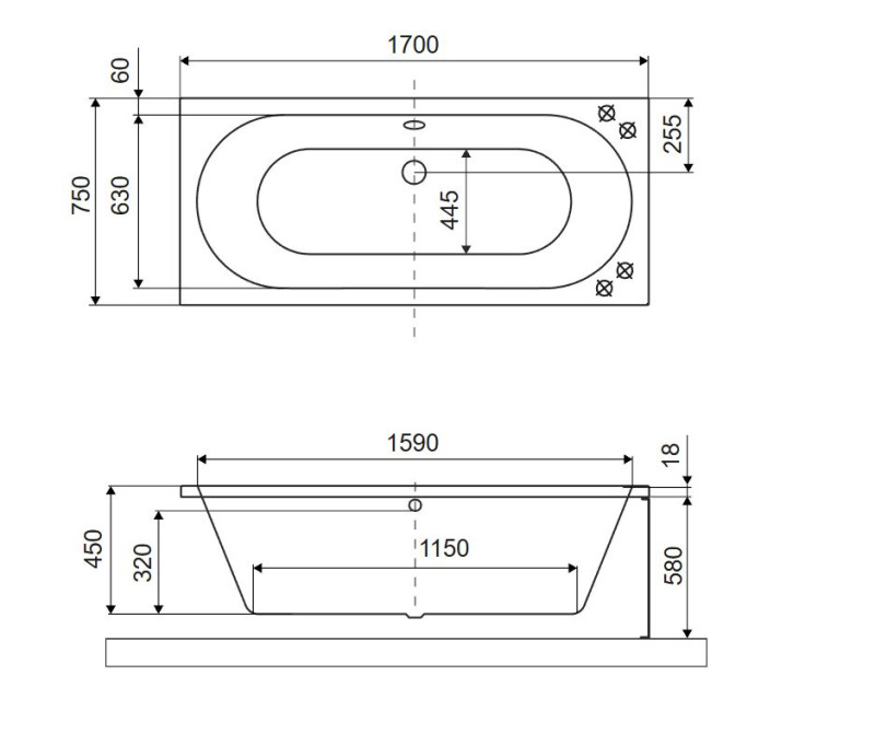 Excellent Oceana Slim wanna prostokątna 170x75 cappuccino mat WAEX.OCE17CAMS