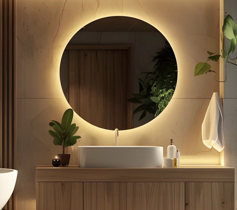 Kraft Moon Lustro podświetlane okrągłe koło fi 50 cm z podświetleniem ambiente barwa ciepła 3000K LED COB 15.32.23.50