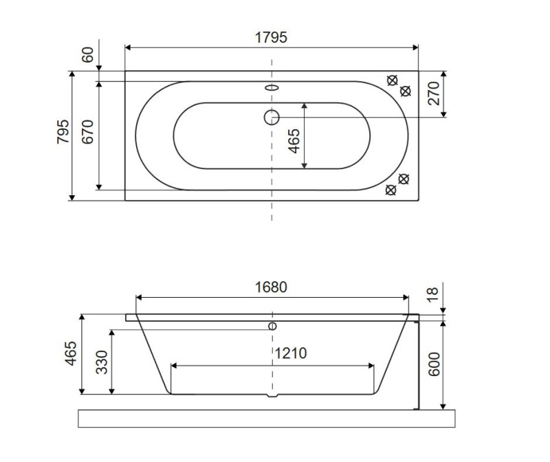 Excellent Oceana Slim wanna prostokątna 180x80 cappuccino mat WAEX.OCE18CAMS