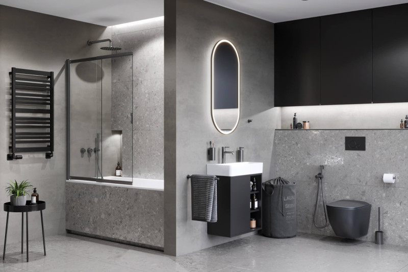 Excellent liner parawan wannowy 2-cześciowy rozsuwany L/P 63-110cm grafit szczotkowany KAEX.2970.1100.LP