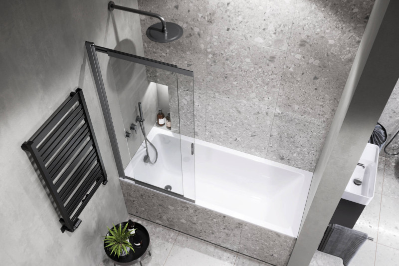 Excellent liner parawan wannowy 2-cześciowy rozsuwany L/P 63-110cm grafit szczotkowany KAEX.2970.1100.LP