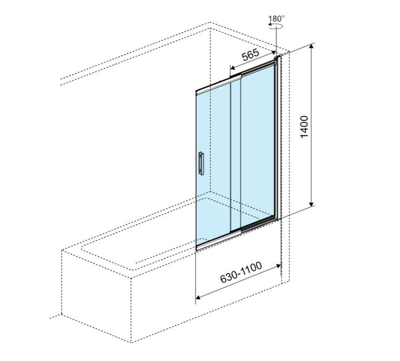 Excellent liner parawan wannowy 2-cześciowy rozsuwany L/P 63-110cm grafit szczotkowany KAEX.2970.1100.LP