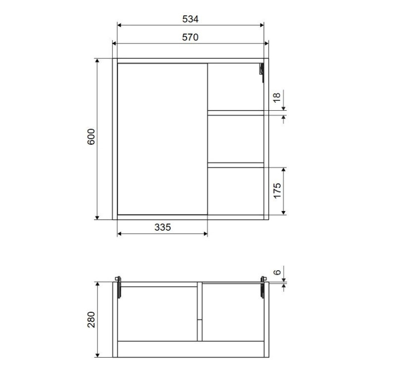 Excellent Ness szafka wisząca 57 cm z umywalką czarny soft MLEX.8201.K.3519.600.BLWH