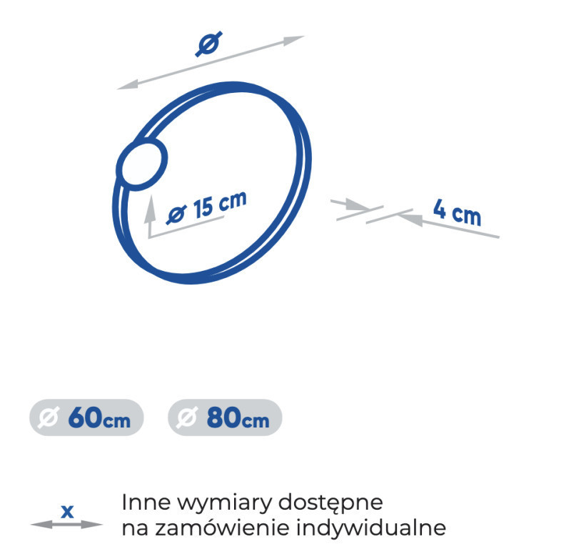 Kraft Movi LUX BLACK Lustro podświetlane okrągłe koło fi 80 cm z dodatkowym lusterkiem powiększającym 3X do makijażu, LED SMD 24 V barwa ciepła 3000K rama czarny mat 15.57.23C.80
