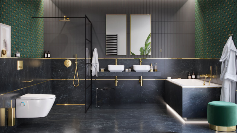 Excellent Kuadro lustro prostokątne 80x60 złoty szczotkowany DOEX.KU080.060.GB