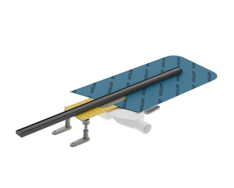 Excellent Stilio Slim odpływ liniowy z rusztem 70 cm niski czarny soft INEX.1525.K.B01.700.R.BS