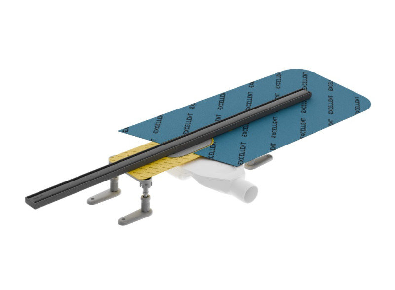 Excellent Stilio Slim odpływ liniowy z rusztem 90 cm niski czarny soft INEX.1525.K.B01.900.R.BS