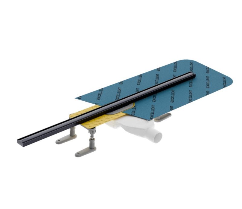 Excellent Stilio Slim odpływ liniowy z rusztem 90 cm niski grafit szczotkowany INEX.1525.K.B01.900.R.AB