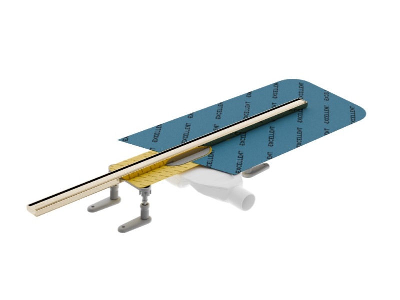 Excellent Stilio Slim odpływ liniowy z rusztem 70 cm niski złoty połysk INEX.1525.K.B01.700.R.GL