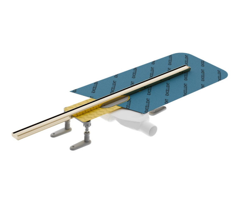 Excellent Stilio Slim odpływ liniowy z rusztem 90 cm niski złoty połysk INEX.1525.K.B01.900.R.GL