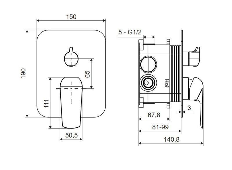 Excellent Clever 2.0 podtynkowa bateria 3-drożna złoty szczotkowany AREX.4147GB