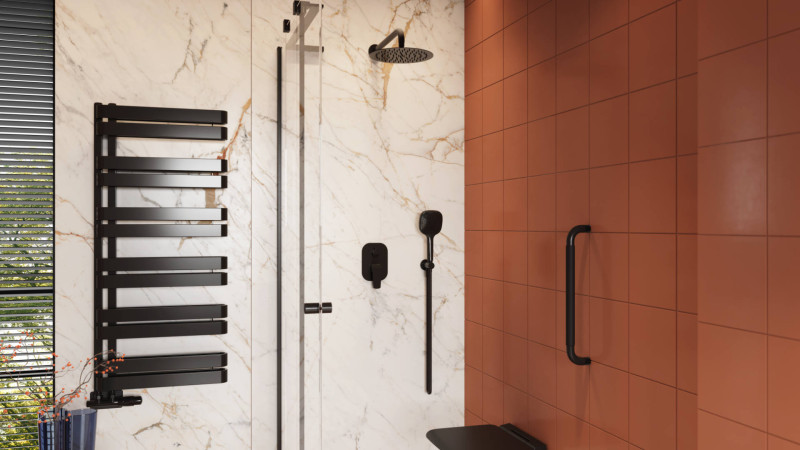 Actima Clever 2.0 zestaw prysznicowy podtynkowy z deszczownicą 25x25 czarny soft AREX.SET.4145BS