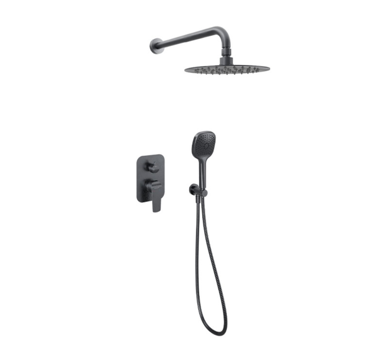 Actima Clever 2.0 zestaw prysznicowy podtynkowy z deszczownicą 25x25 grafit szczotkowany AREX.SET.4145AB