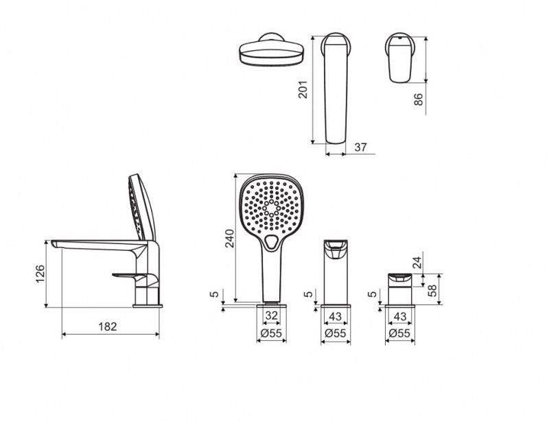 Excellent Clever 2.0 bateria wannowa 3-otworowa czarny soft AREX.4134BS