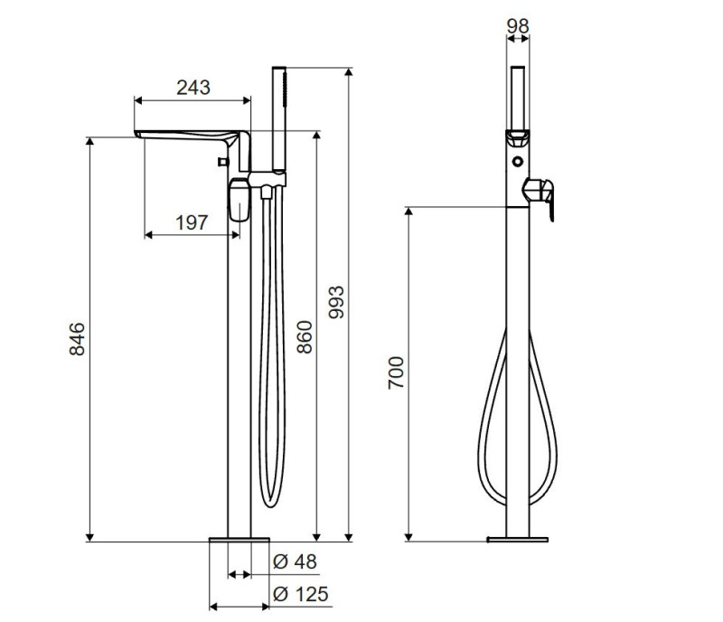 Excellent Clever 2.0 bateria wannowa wolnostojąca chrom AREX.4155CR