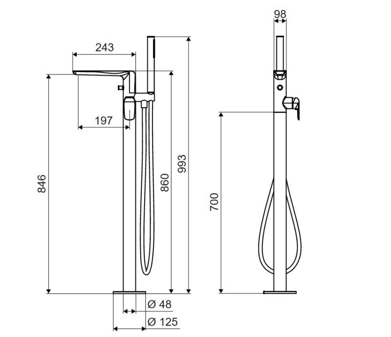 Excellent Clever 2.0 bateria wannowa wolnostojąca czarny soft AREX.4155BS