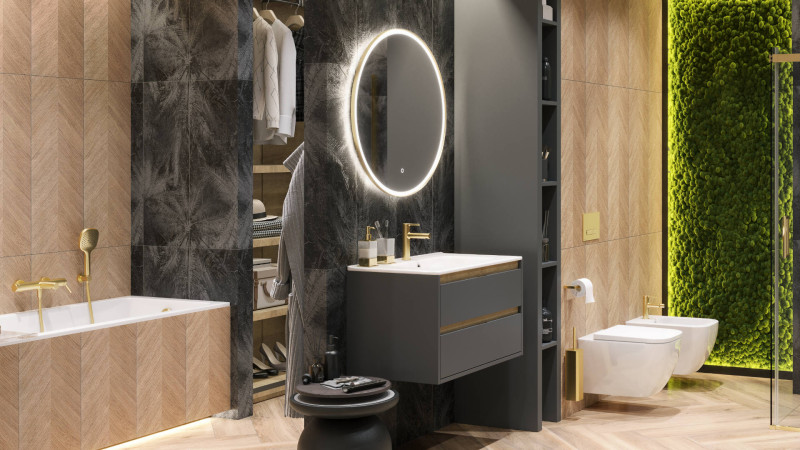 Excellent Pi bateria umywalkowa złoty szczotkowany AREX.1201GB