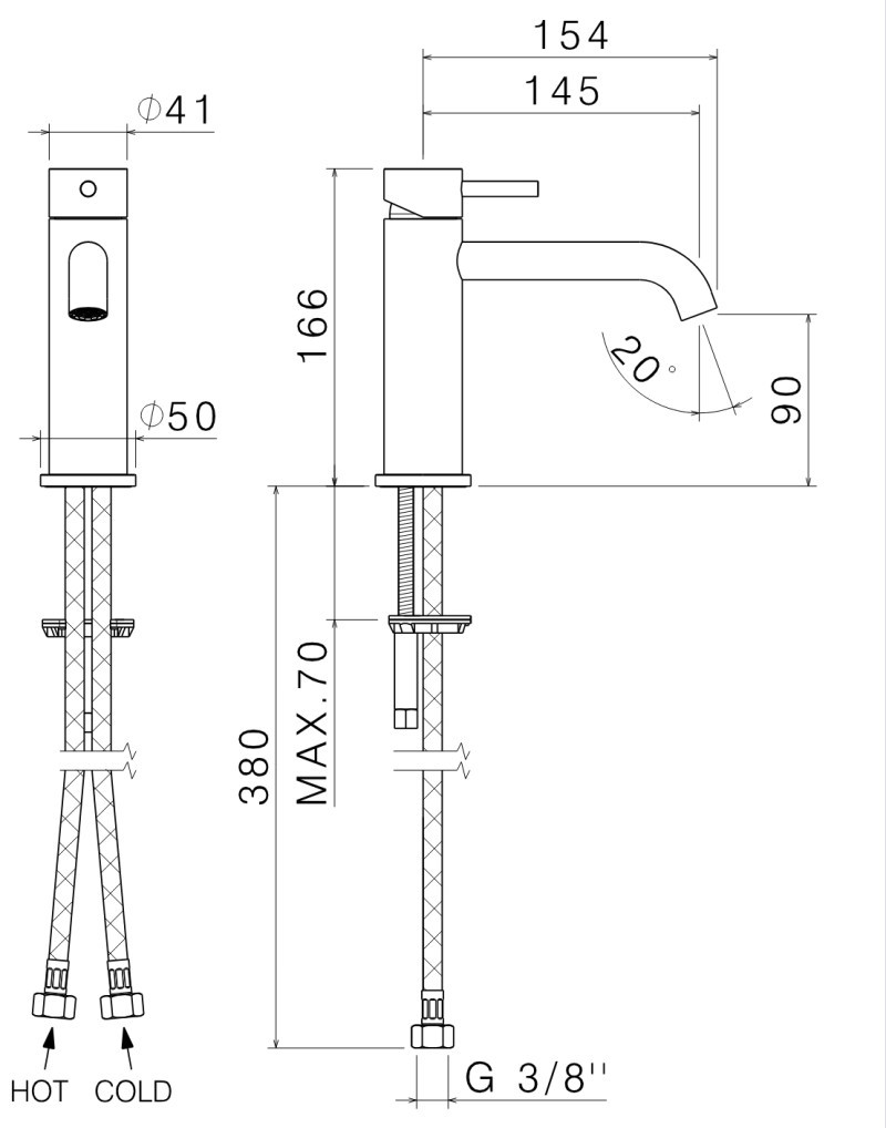 Vema Tiber Steel bateria umywalkowa z korkiem klik-klak stal nierdzewna inox V17011/K
