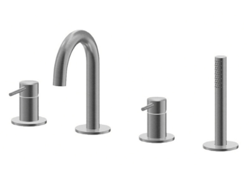 Vema Tiber Steel bateria wannowa 4-otworowa kompletna stal nierdzewna inox V17150