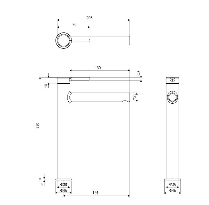 Excellent Pi bateria umywalkowa wysoka miedziany szczotkowany AREX.1202CB