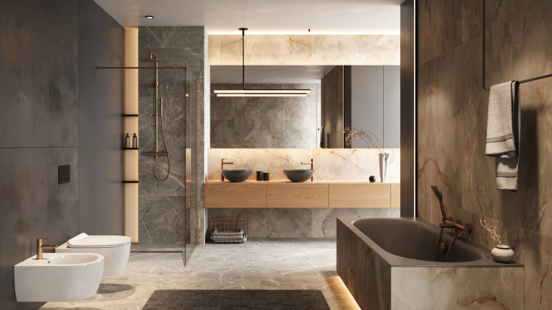 Excellent Pi bateria umywalkowa wysoka miedziany szczotkowany AREX.1202CB