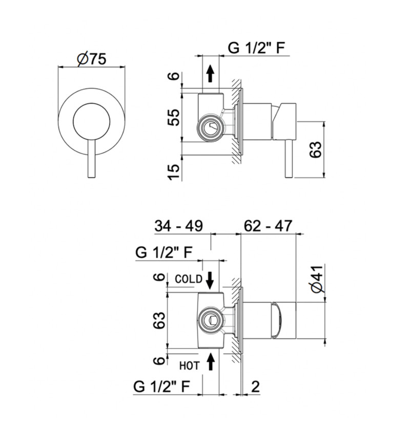 Vema Tiber Steel bateria prysznicowa podtynkowa mała rozeta stal nierdzewna inox V17131