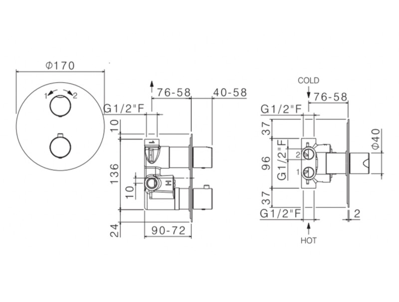 Vema Tiber Steel bateria wannowo-prysznicowa termostatyczna 2-drożna podtynkowa stal nierdzewna inox V08115
