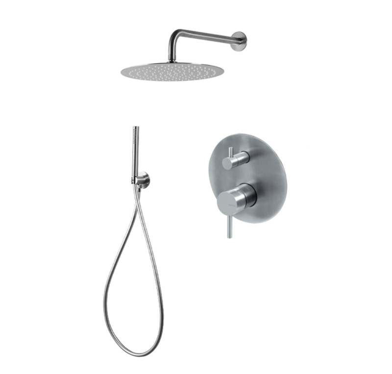 Vema Tiber Steel zestaw podtynkowy z deszczownicą 25 cm i słuchawką stal nierdzewna inox TIBZES25