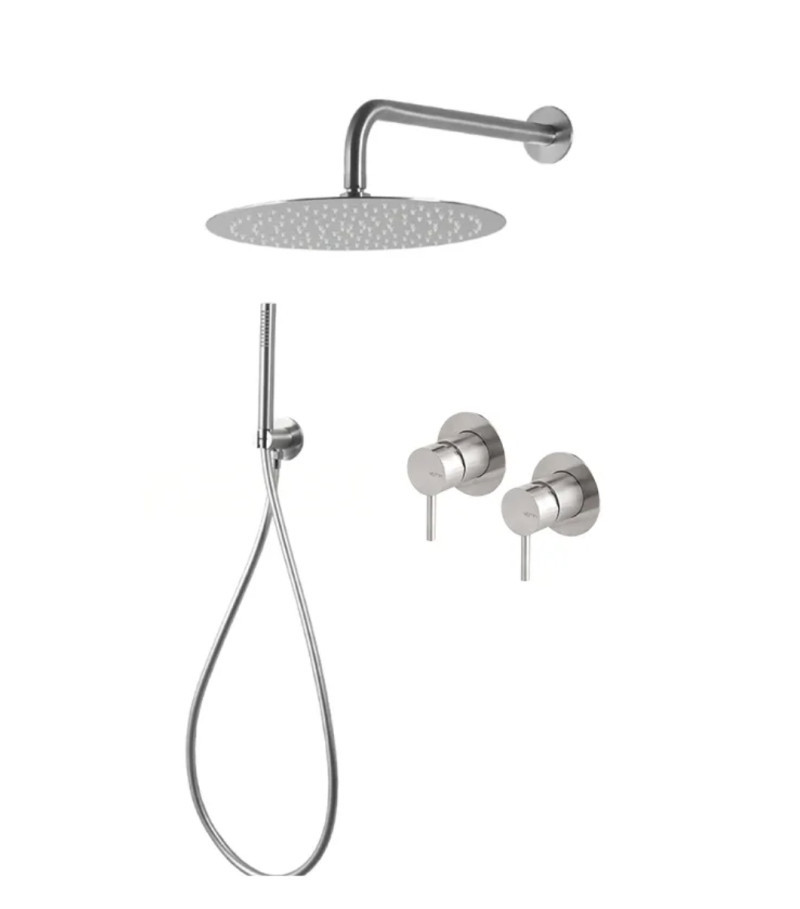 Vema Tiber Steel zestaw podtynkowy z deszczownicą 30 cm i słuchawką stal nierdzewna inox TIBZES90