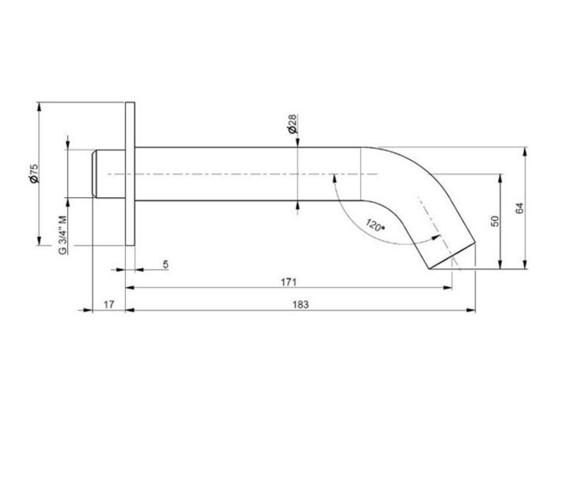 Vema Tiber Steel wylewka wannowa 17cm stal nierdzewna inox V17145