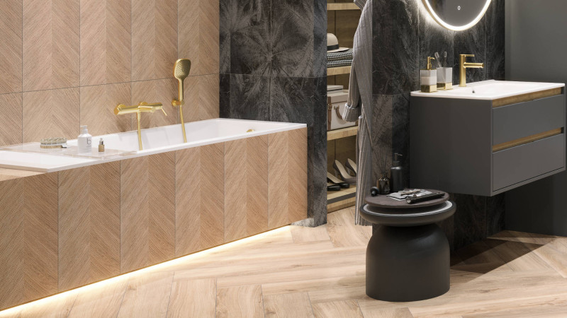 Excellent Pi bateria wannowa ścienna złoty szczotkowany AREX.1205GB