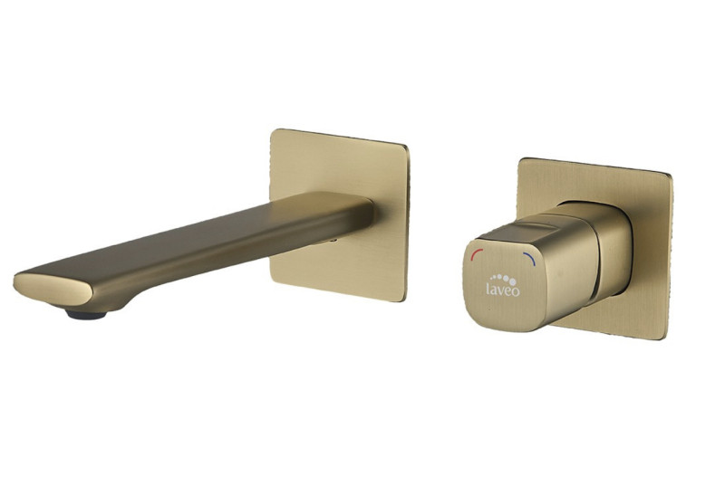 Laveo Tores bateria umywalkowa podtynkowa z korkiem klik-klak, PVD złoto szczotkowane BVT_G22P