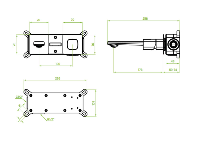Laveo Tores bateria umywalkowa podtynkowa z korkiem klik-klak, PVD złoto szczotkowane BVT_G22P