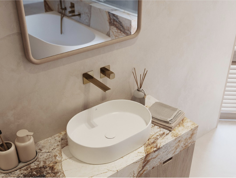 Laveo Tores bateria umywalkowa podtynkowa z korkiem klik-klak, PVD złoto szczotkowane BVT_G22P